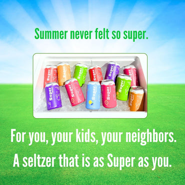 Super Seltzer Sparkling Water with Electrolytes and Vitamins, Tangerine Naturally Flavored, 12 Fl Oz, Pack of 12 cans