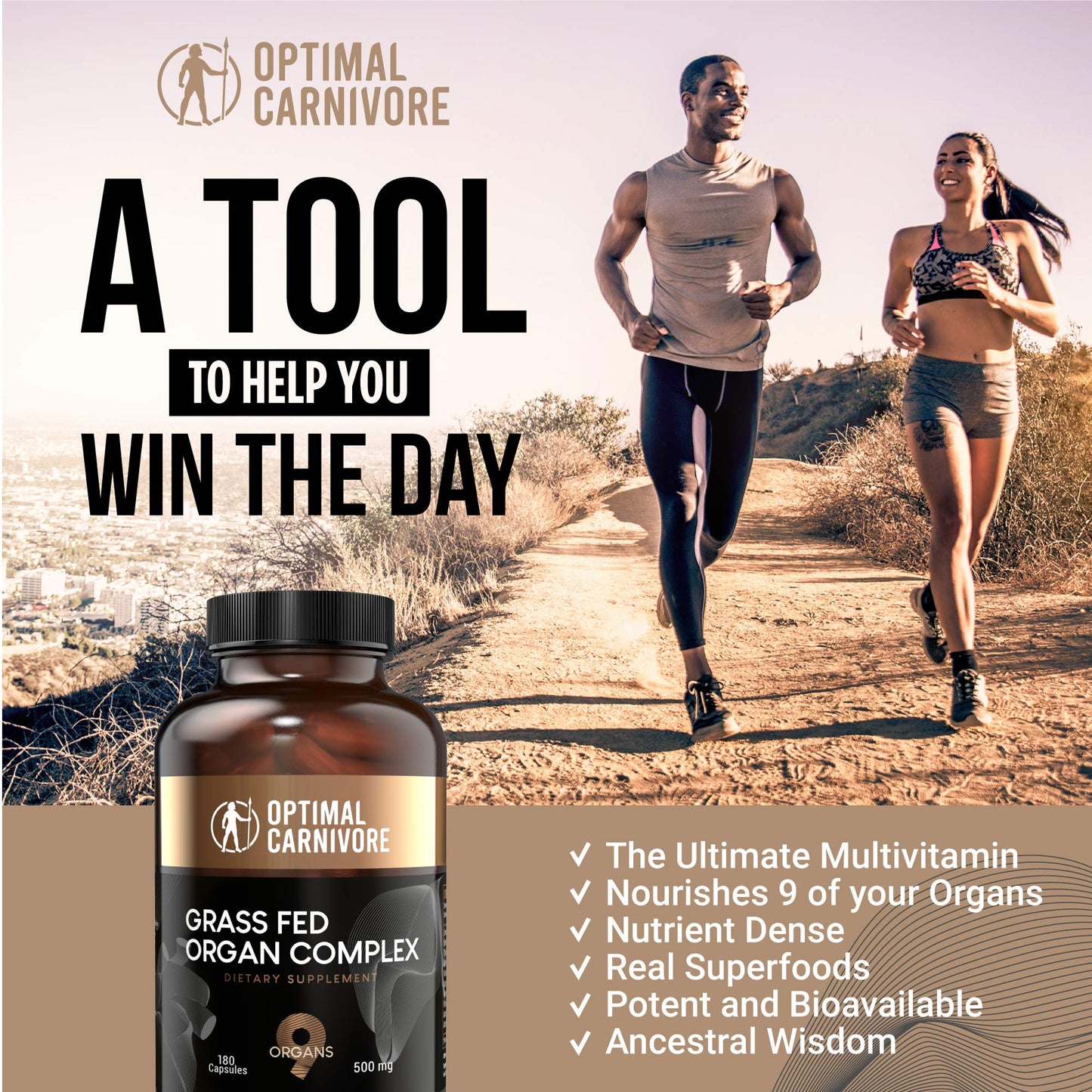 Optimal Carnivore Beef Organ Supplement, Grass Fed Beef Organs for Men & Women, 9 Organ Complex - Liver, Brain, Thymus, Lung, Gallbladder