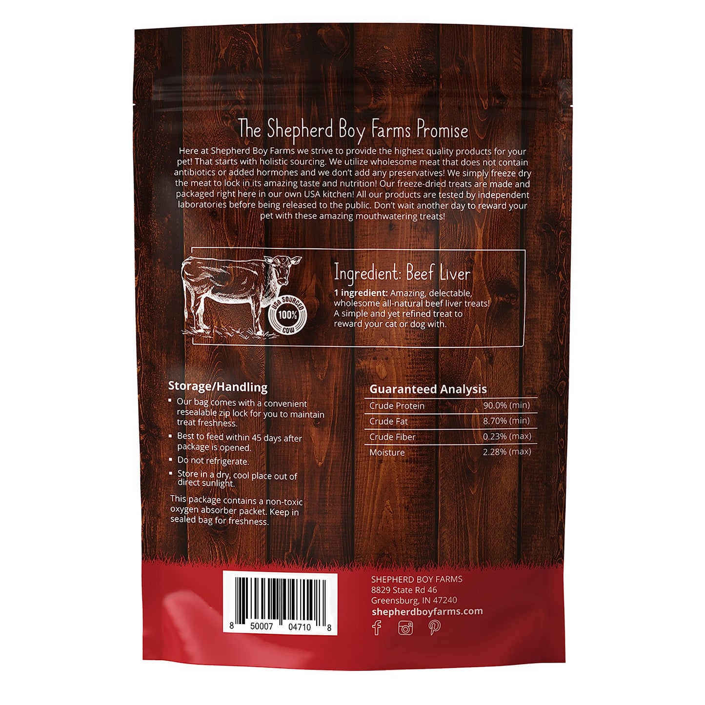 Shepherd Boy Farms Freeze Dried Dog and Cat Treats, Beef Liver, All Natural Single Ingredient Freeze-Dried Dog Treat & Snacks, Made in USA, High Protein, Essential Nutrition of Raw Food, 8oz