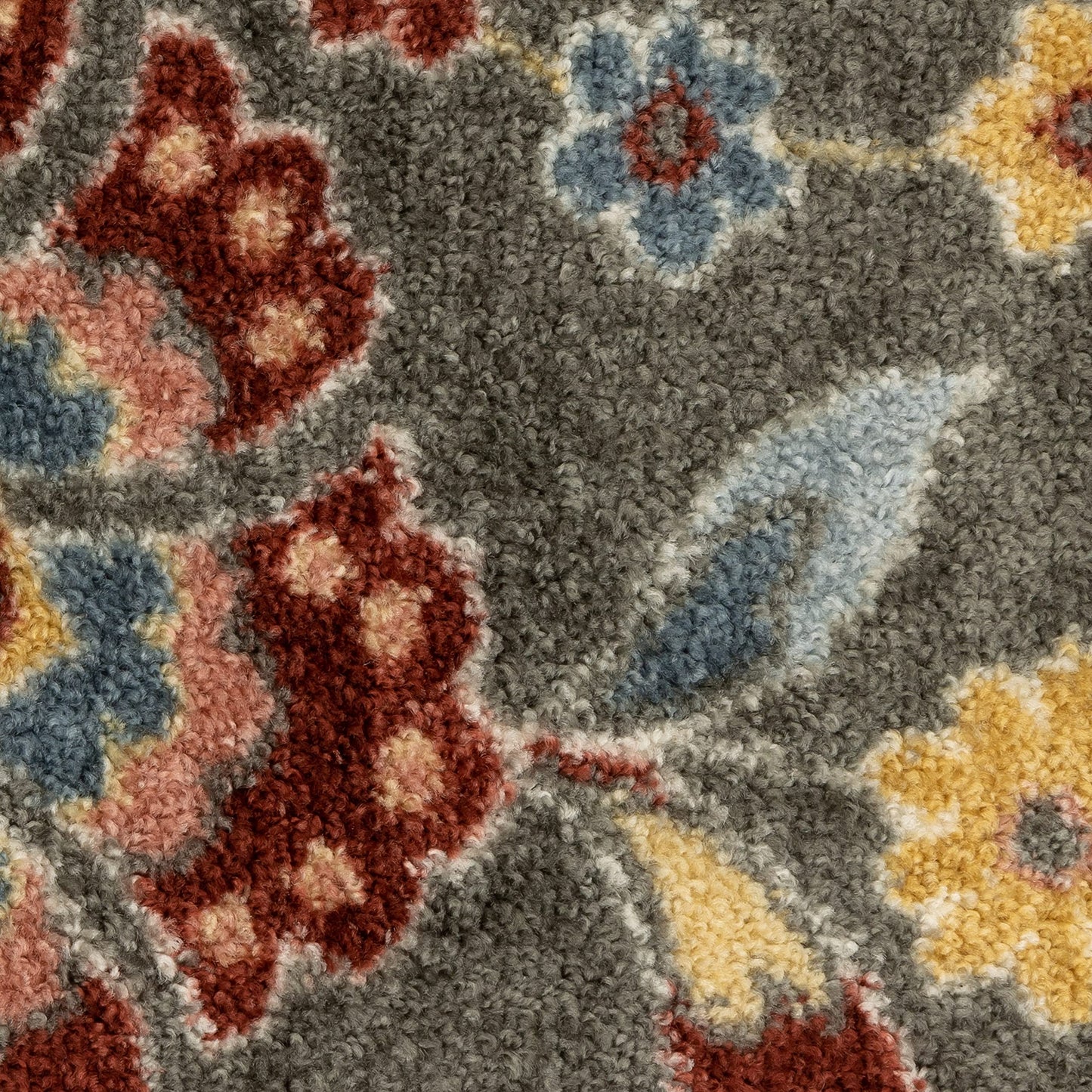 Maples Rugs Gardena Floral Area Rugs – Made in USA – Low Pile, Non Slip Pet–Friendly Mat for Bedroom, Office, Living & Dining Room, 5' x 7', Gray