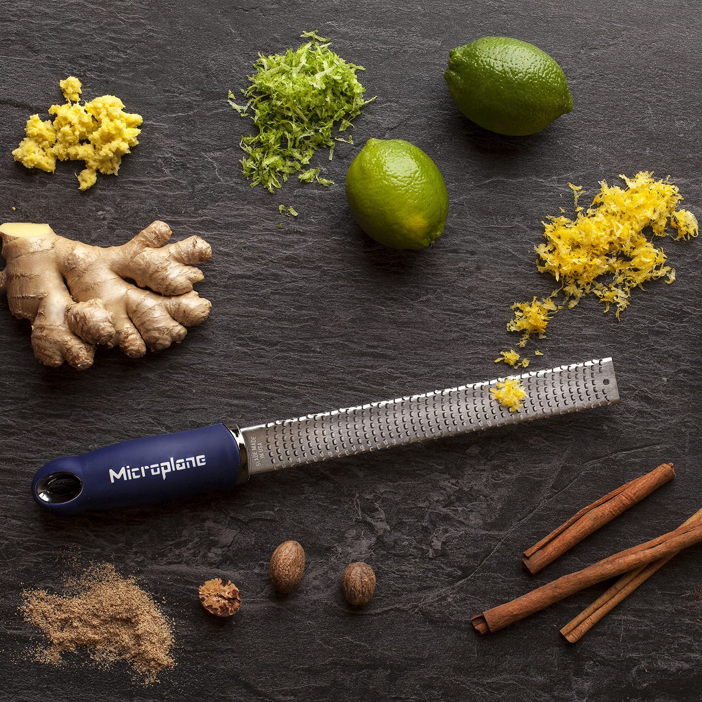 Microplane Premium Citrus Zester and Parmesan Grater (Dark Blue) - Blade Made in the USA