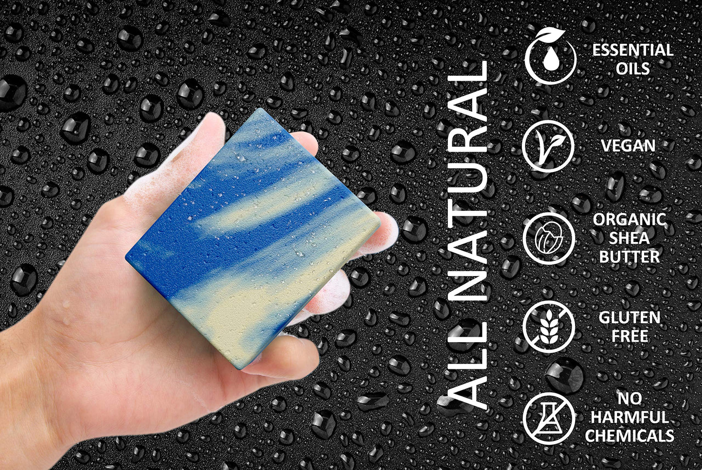 NATURAL AMERICAN Mens Organic Bar Soap, Masculine Scents, 100% Natural Soap for Men - Essential Oils, Organic Shea Butter Natural Body Soap, Natural Bar Soap for Men - SOLDIER Body Soap 5 oz (6pk)