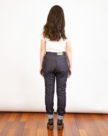 Model Photo of Back of Vixen 031 Indigo Jeans