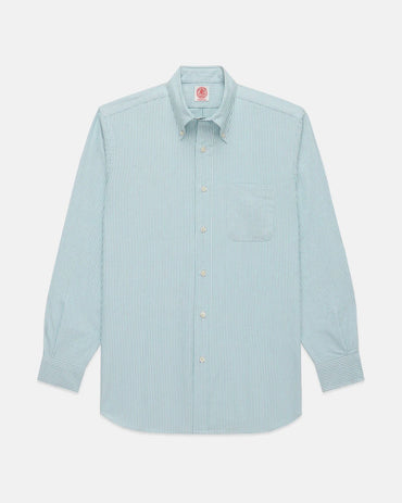 Made-in-USA Green University Stripe Oxford Cloth Shirt - Classic Fit