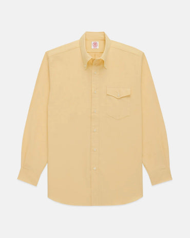 Made-in-USA Flap Pocket Vintage Yellow Oxford Cloth Button Down Shirt - Classic Fit