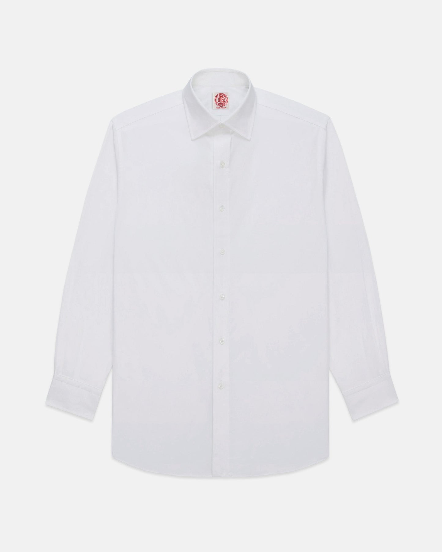 Made-in-USA Thomas Mason White Contrast Collar French Cuff Dress Shirt - Classic Fit
