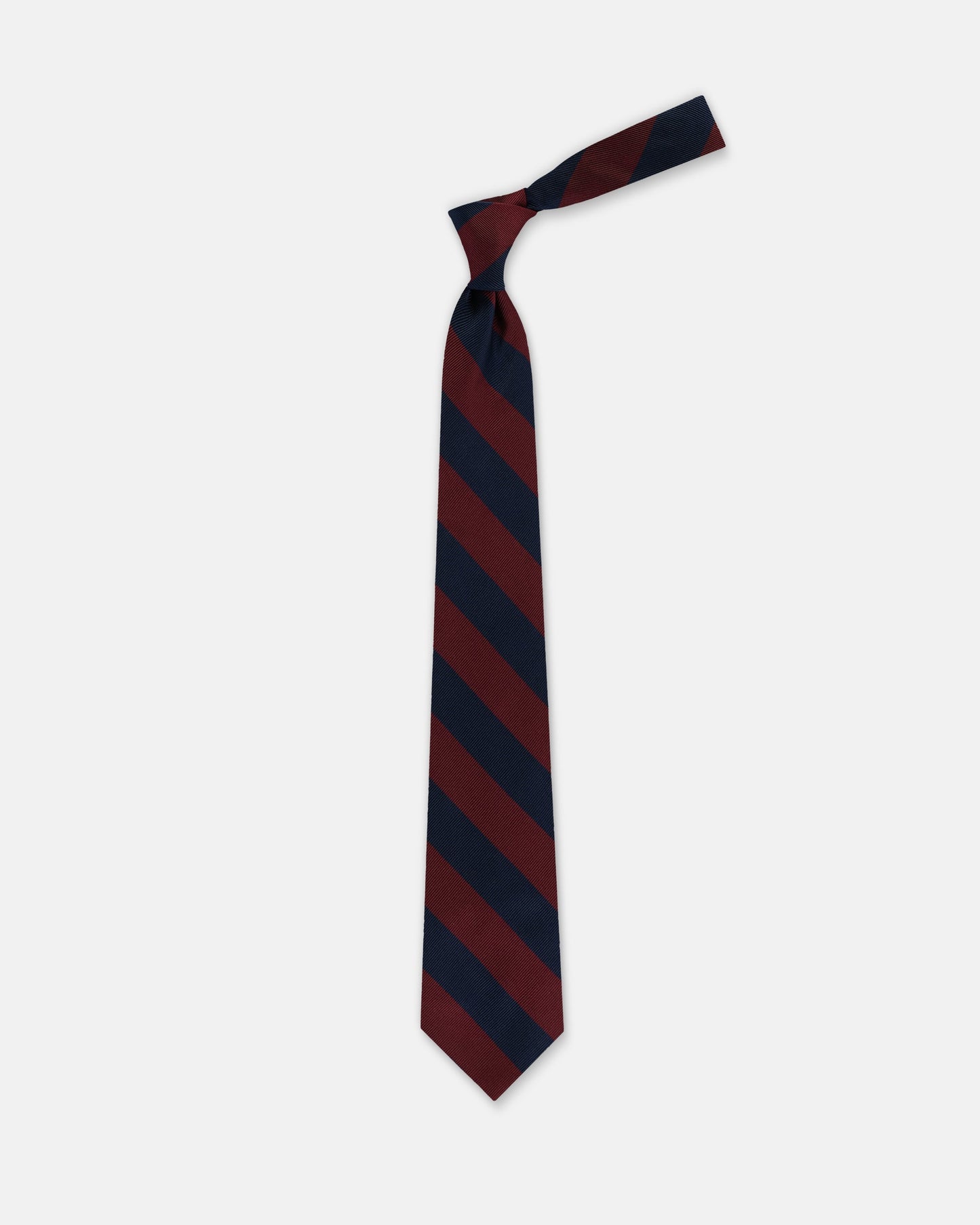 Made-in-USA Navy & Burgundy Guard Stripe Silk Repp Tie