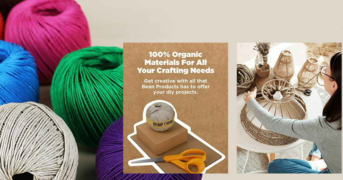 Hemp Twine, Cord Rope assorted sizes and colors and beeswax waxed