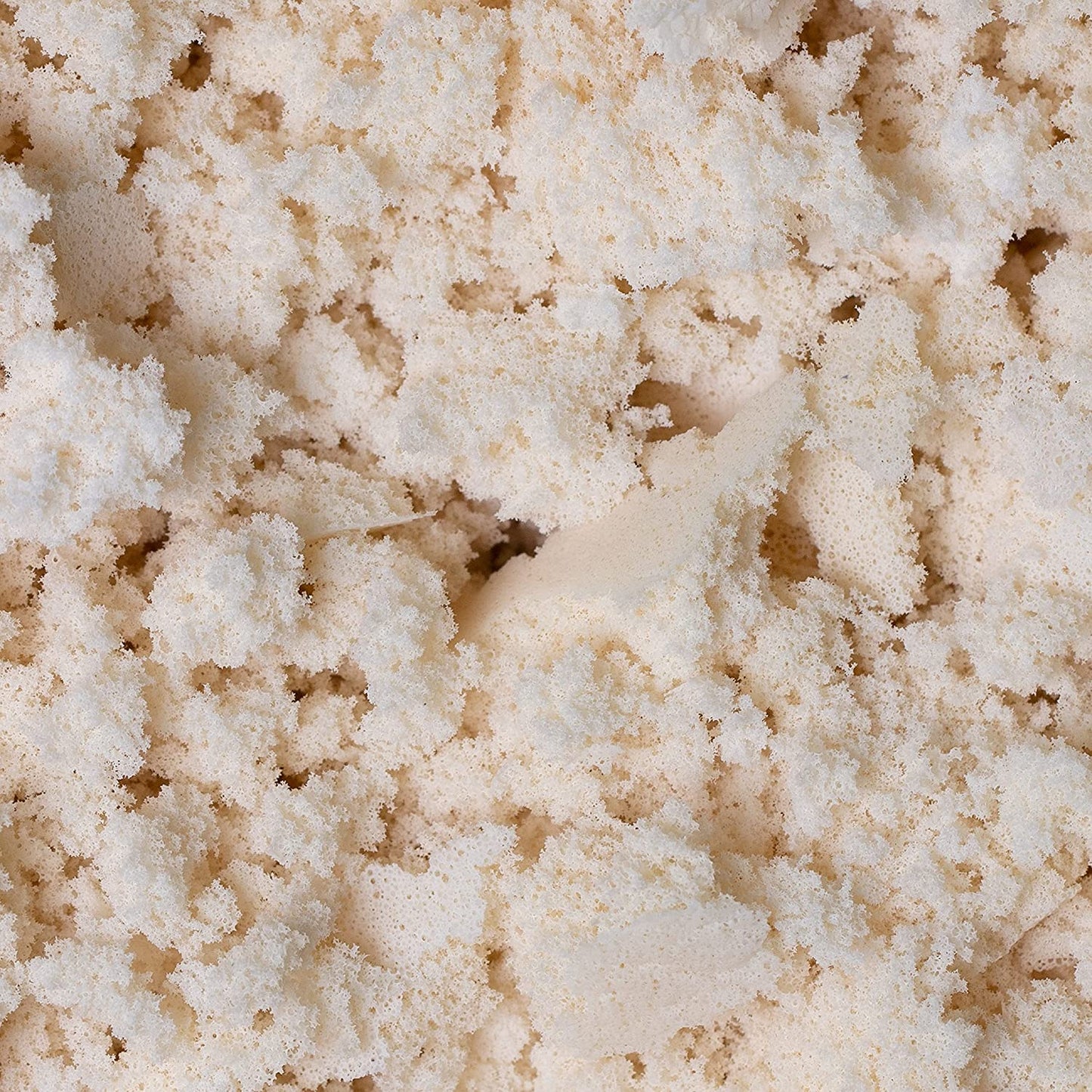 close up of shredded organic latex foam rubber