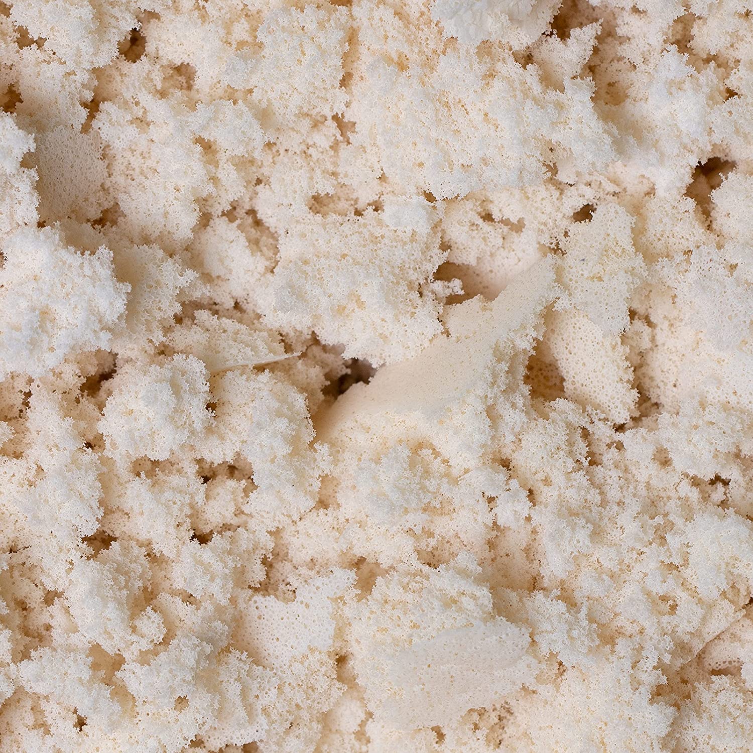 close up of shredded organic latex foam rubber