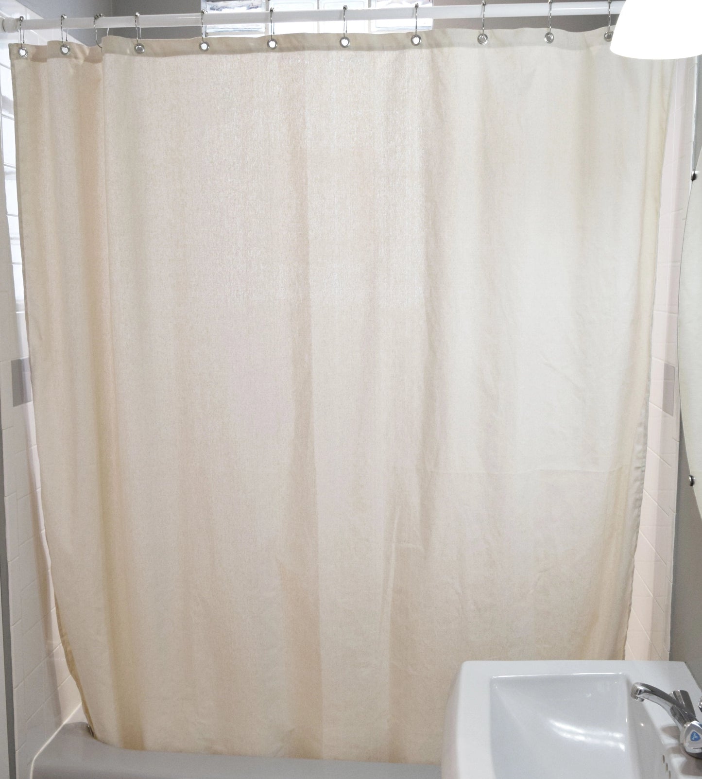 Cotton Shower Curtain – White or Natural, Bath, Tub + Stall Sizes