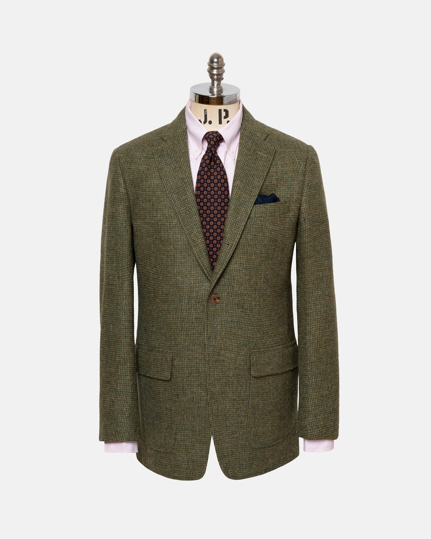 Made-in-USA Olive Tic Weave Cheviot Tweed Sport Coat - Custom Make