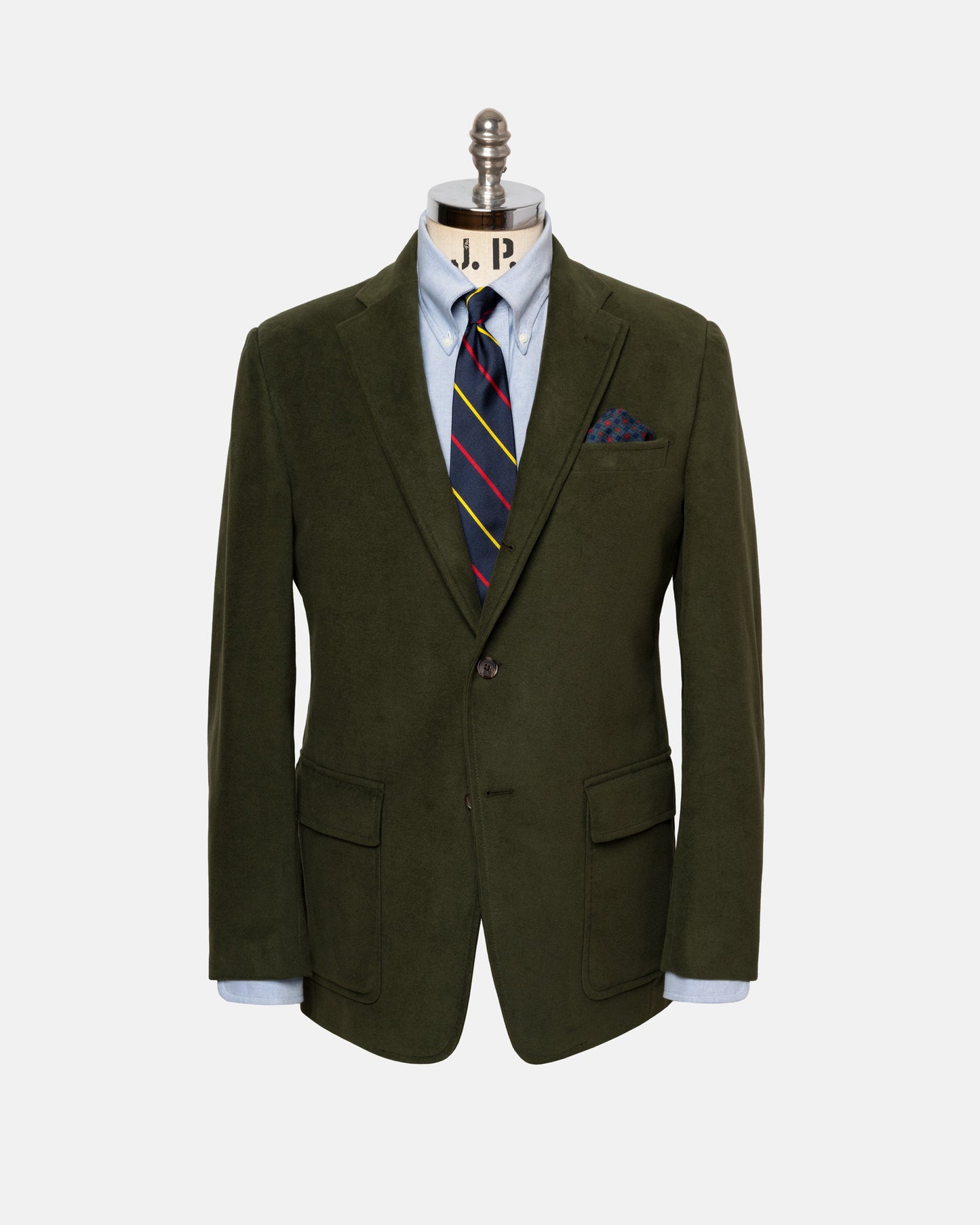 Made-in-USA Cotton Dark Olive Moleskin Sport Coat