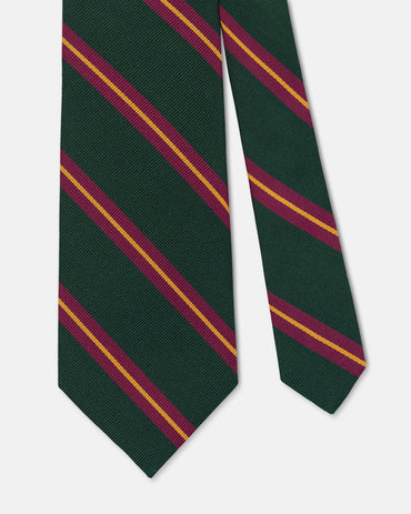 Made-in-USA Green, Purple, & Gold Stripe Repp Tie