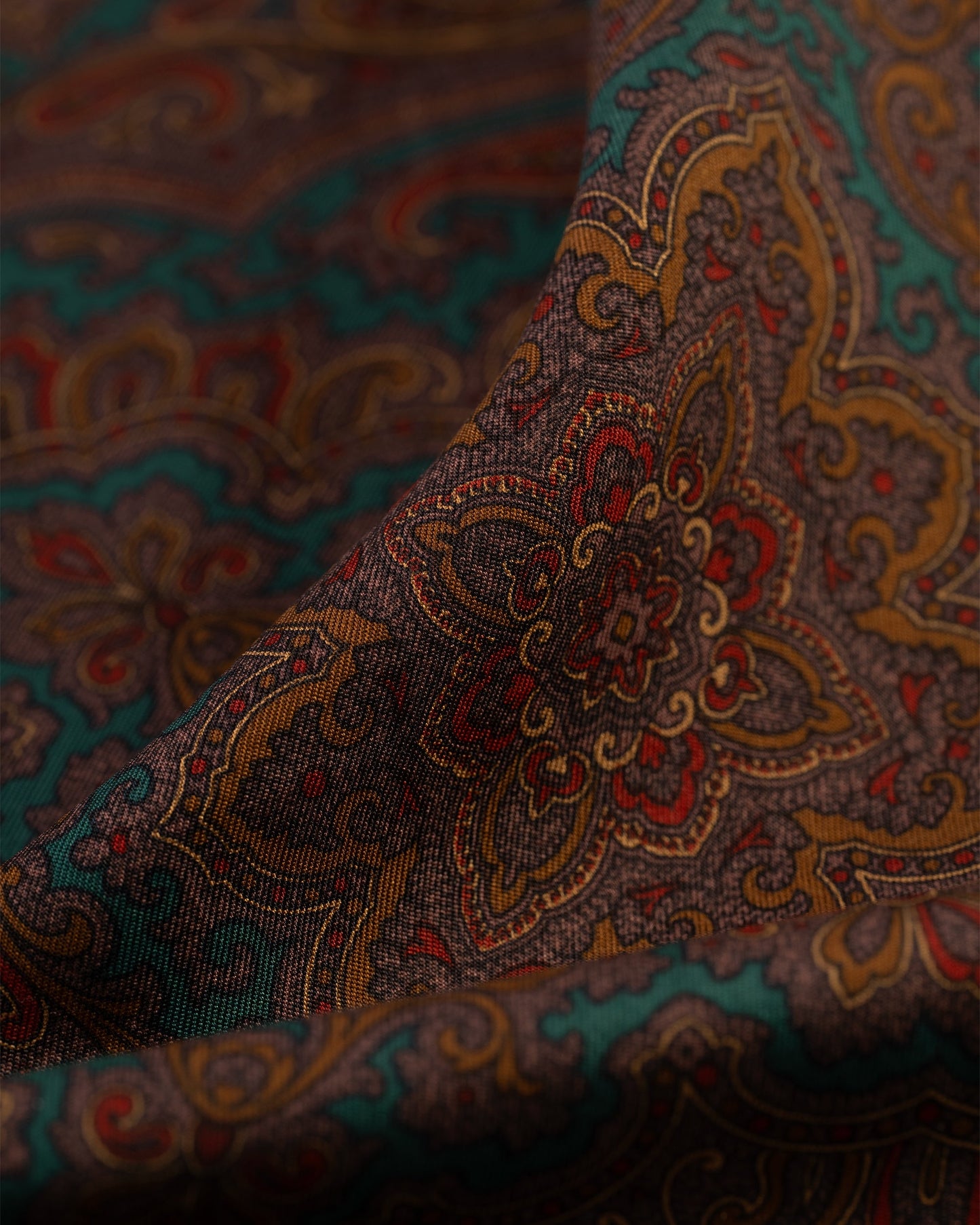Made-in-USA Green Paisley Silk Pocket Square