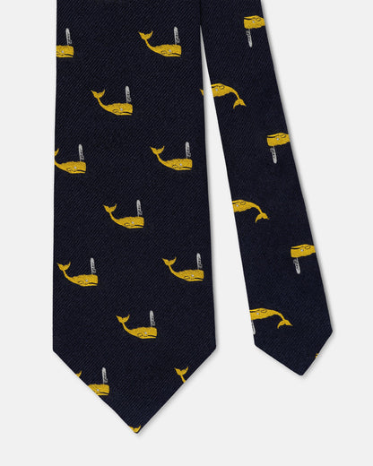 Made-in-USA Navy Whales Club Tie