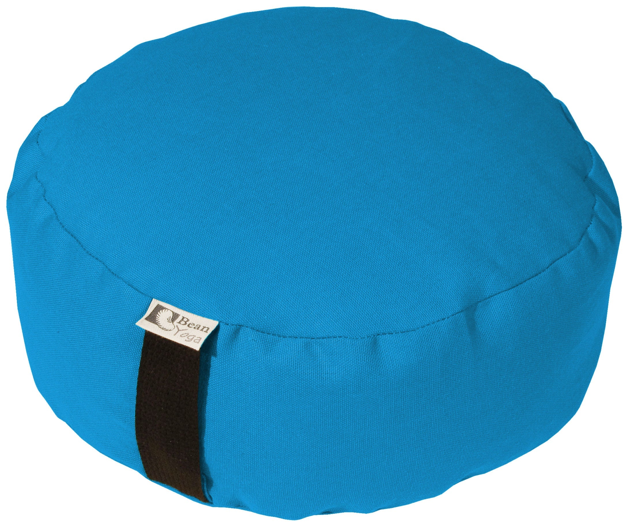 ROUND ZAFU MEDITATION CUSHION AQUA COTTON CANVAS BUCKWHEAT HULL FILL