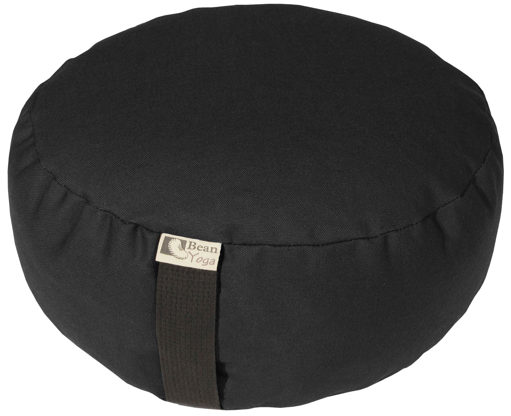 ROUND ZAFU MEDITATION CUSHION BLACK COTTON CANVAS BUCKWHEAT HULL FILL