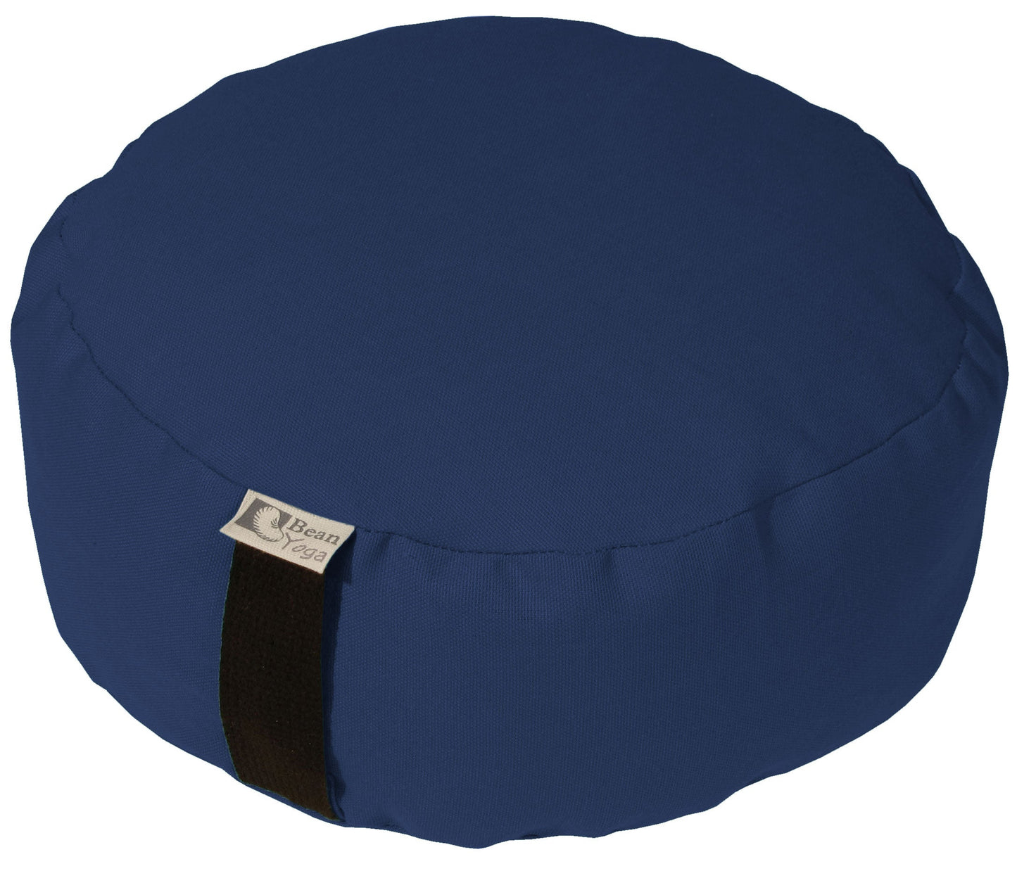 ROUND ZAFU MEDITATION CUSHION BLUE COTTON CANVAS BUCKWHEAT HULL FILL