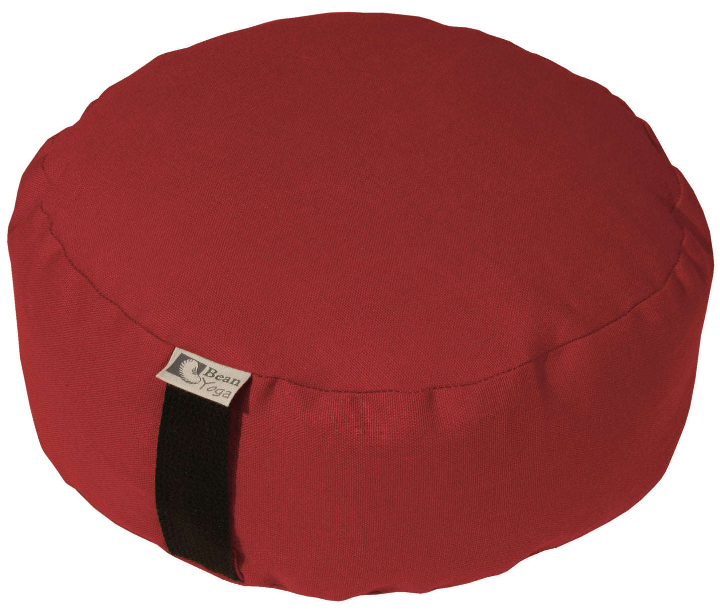 ROUND ZAFU MEDITATION CUSHION RED COTTON CANVAS BUCKWHEAT HULL FILL