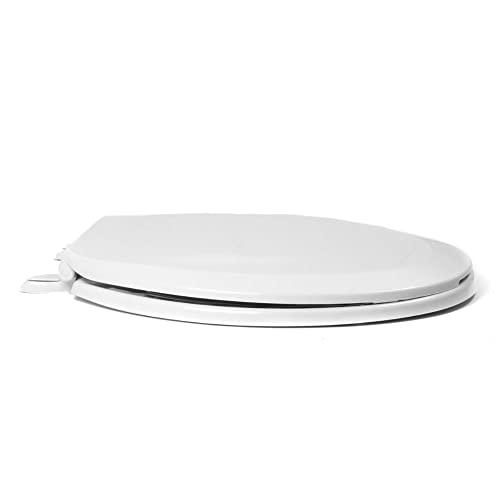 Centoco Toilet Seat Round, Closed Front with Cover, Residential, Plastic, Made in the USA, DSAZAM1200-001, White