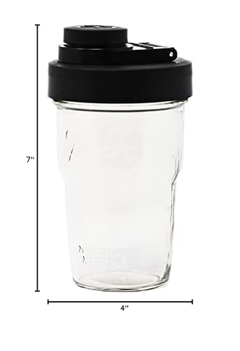 Brewing America Nesting Jar with Drinking Lid as Travel Cup, 1 Pint (16 oz) with Black Pouring Lid on Wide Mouth Ball Nesting Mason Jar, USA-Made To Go Drink Cup, 1-Pack