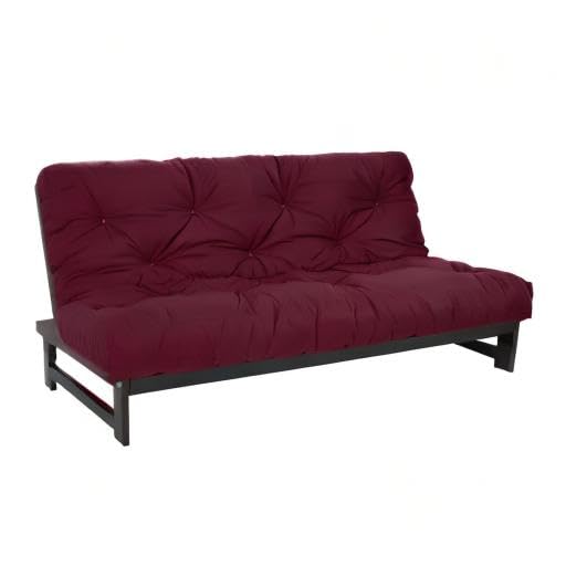 Mozaic Full Size 8-inch Cotton Twill Gel Memory Foam Futon Mattress, Burgundy