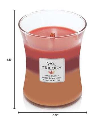WoodWick Medium Hourglass Candle, Autumn Harvest - Premium Soy Blend Wax, Pluswick Innovation Wood Wick, Made in USA