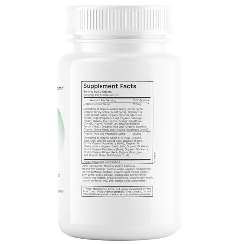 envitamin Green Fuel Organic Greens Tablets - Organic Greens, Fruit and Vegetable Blend