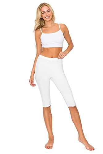 Leggings Depot Cotton Spandex Knee Length Leggings for Women, Made in USA