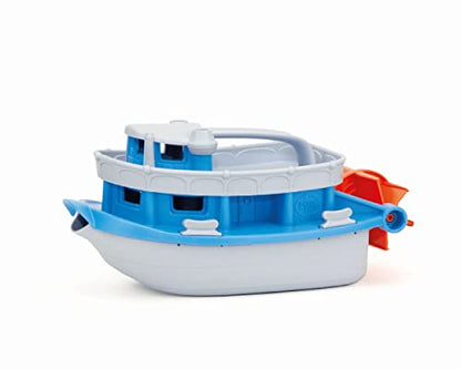 Green Toys Paddle Boat, Blue/Grey - Pretend Play, Motor Skills, Kids Bath Toy Floating Pouring Vehicle. No BPA, phthalates, PVC. Dishwasher Safe, Recycled Plastic, Made in USA.