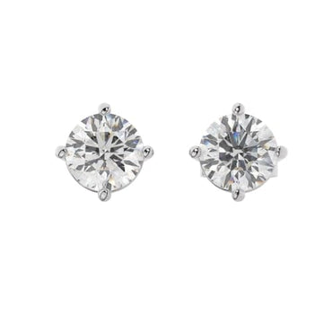 14K Solid White Gold Lab Grown Moissanite Round Cut Solitaire Stud Earrings | 6.5mm | 2.0 CTW | Push Back Posts | Made in USA | By Adora Fine Jewelry