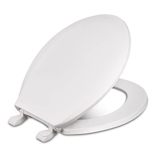 Centoco Toilet Seat Round, Closed Front with Cover, Residential, Plastic, Made in the USA, DSAZAM1200-001, White