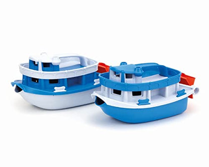 Green Toys Paddle Boat, Blue/Grey - Pretend Play, Motor Skills, Kids Bath Toy Floating Pouring Vehicle. No BPA, phthalates, PVC. Dishwasher Safe, Recycled Plastic, Made in USA.