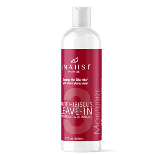 Inahsi Aloe Hibiscus Leave-In Conditioner | Hair Conditioner for Men, Women, or Kids with Curly Hair | Hair Products for Naturally Curly Hair 12 oz | Made in the USA