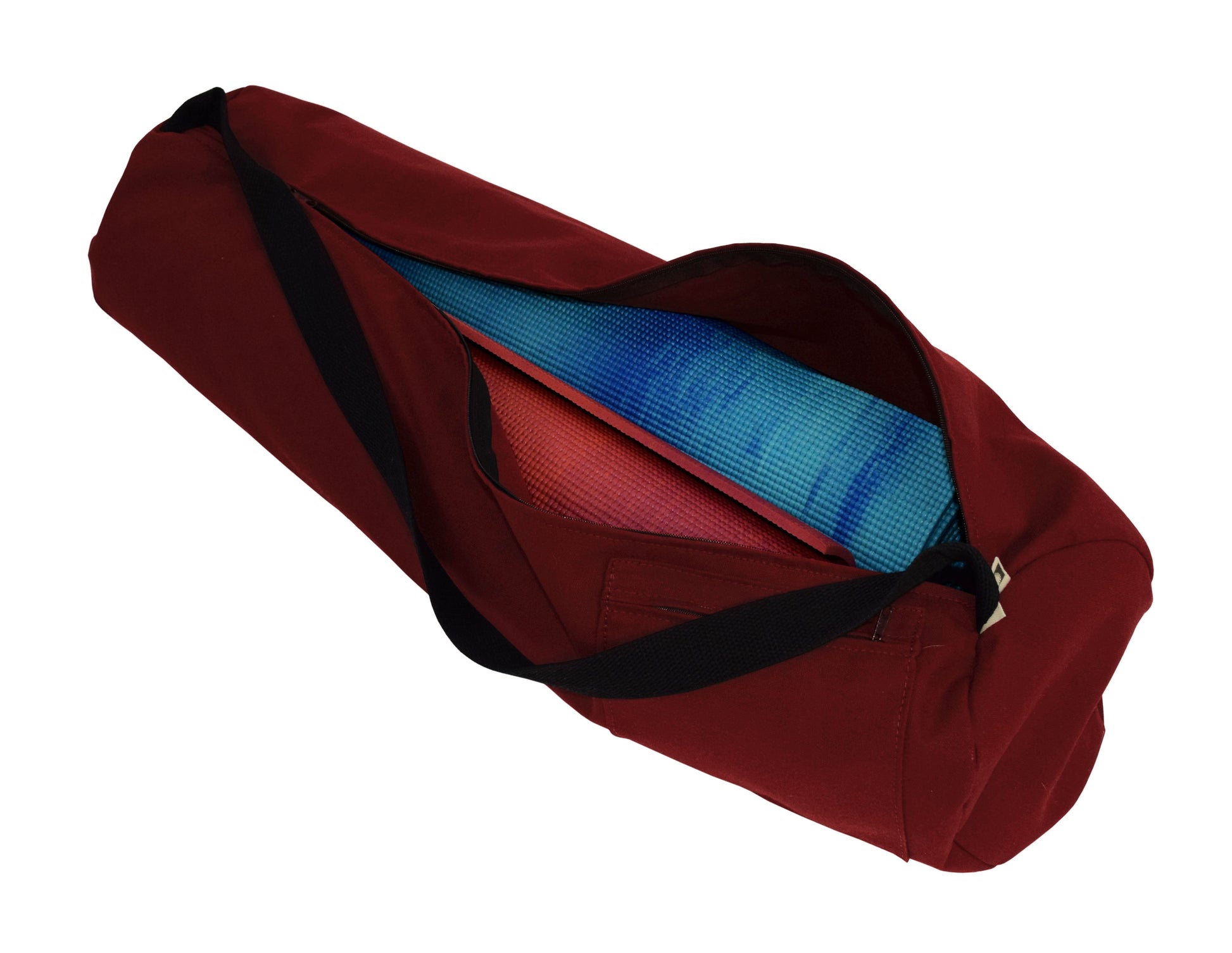 Cotton Yoga Mat Bag Extra Large Burgundy