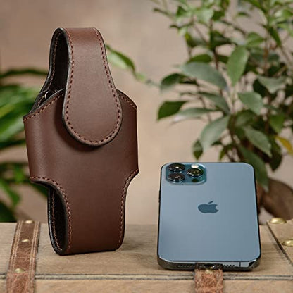 Heavy Duty Leather Vertical Cell Holster Case with Magnetic Closure - Made in USA