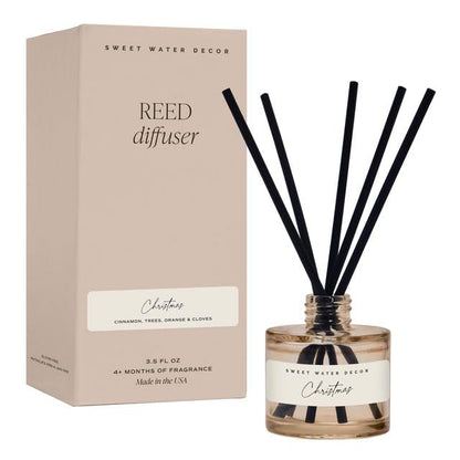 Sweet Water Decor Christmas Reed Diffuser Set - Fresh Cut Trees, Orange, and Cloves Holiday Scent for Home with Long Lasting Fragrance - Non-Toxic Oil Reed Diffuser Made in The USA