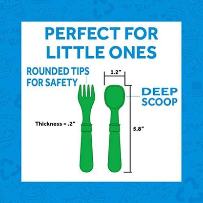 Re-Play Toddler Forks and Spoons Set - 4x4 Toddler Utensils Set - Dishwasher and Microwave Safe - Made in USA - Set of 8-5.8" x 1.2" x 0.2" - Easter