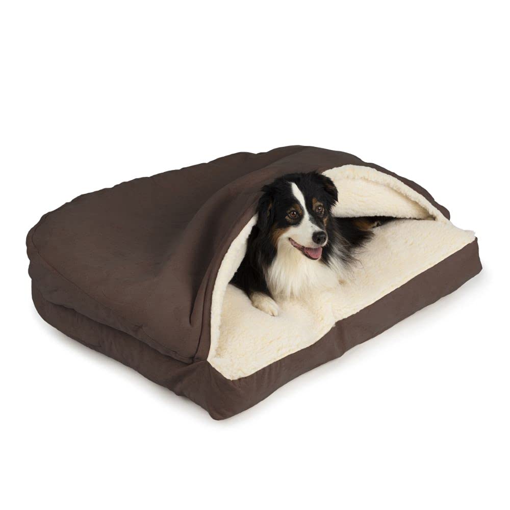 Snoozer Pet Products Luxury Rectangle Cozy Cave Dog Bed with Microsuede, Small, Hot Fudge