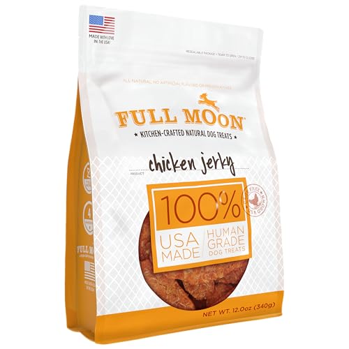 Full Moon Chicken Jerky Healthy All Natural Dog Treats Human Grade Made in USA Grain Free 12 oz