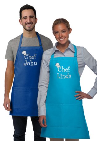 Made in the USA Personalized Embroidered Premium Adult Apron for Men Women Fathers Mothers Day Kitchen BBQ Grilling Gift
