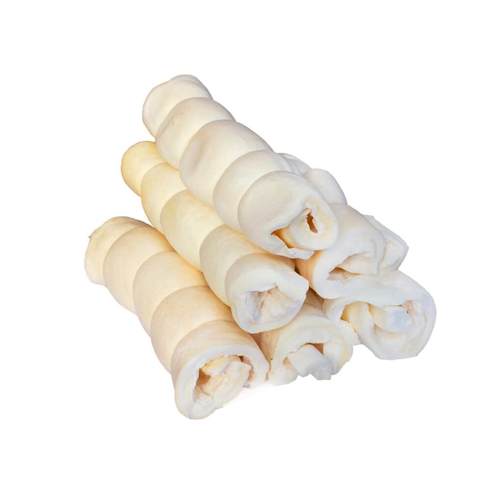 Pawfetto Premium Peanut Butter Flavored Beef Cheek Maxi Rolls for Dogs, No Hide Chews Long Lasting Extra Thick Treats Bones, Collagen Rawhide Alternative 11”-12” (Pack of 5)