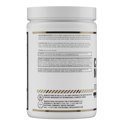 FXSUPPS Creatine Monohydrate Powder | Unflavored Micronized Creatine Powder | Fast-Absorbing Keto-Friendly Micronized Creatine Monohydrate | Creatine Powder for Muscle Gains and Recover