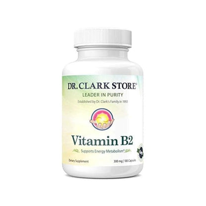 Dr. Clark Vitamin B2 Supplement, 300mg, 100 Gelatin Capsules