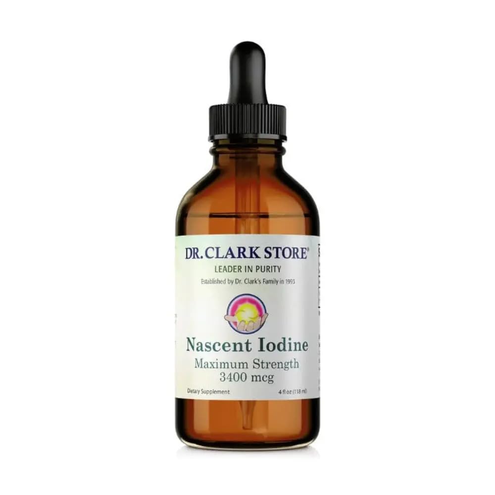 Dr. Clark Store White Iodine (Nascent Iodine) – 4 Fl Oz, Supports Thyroid Health & Immune System