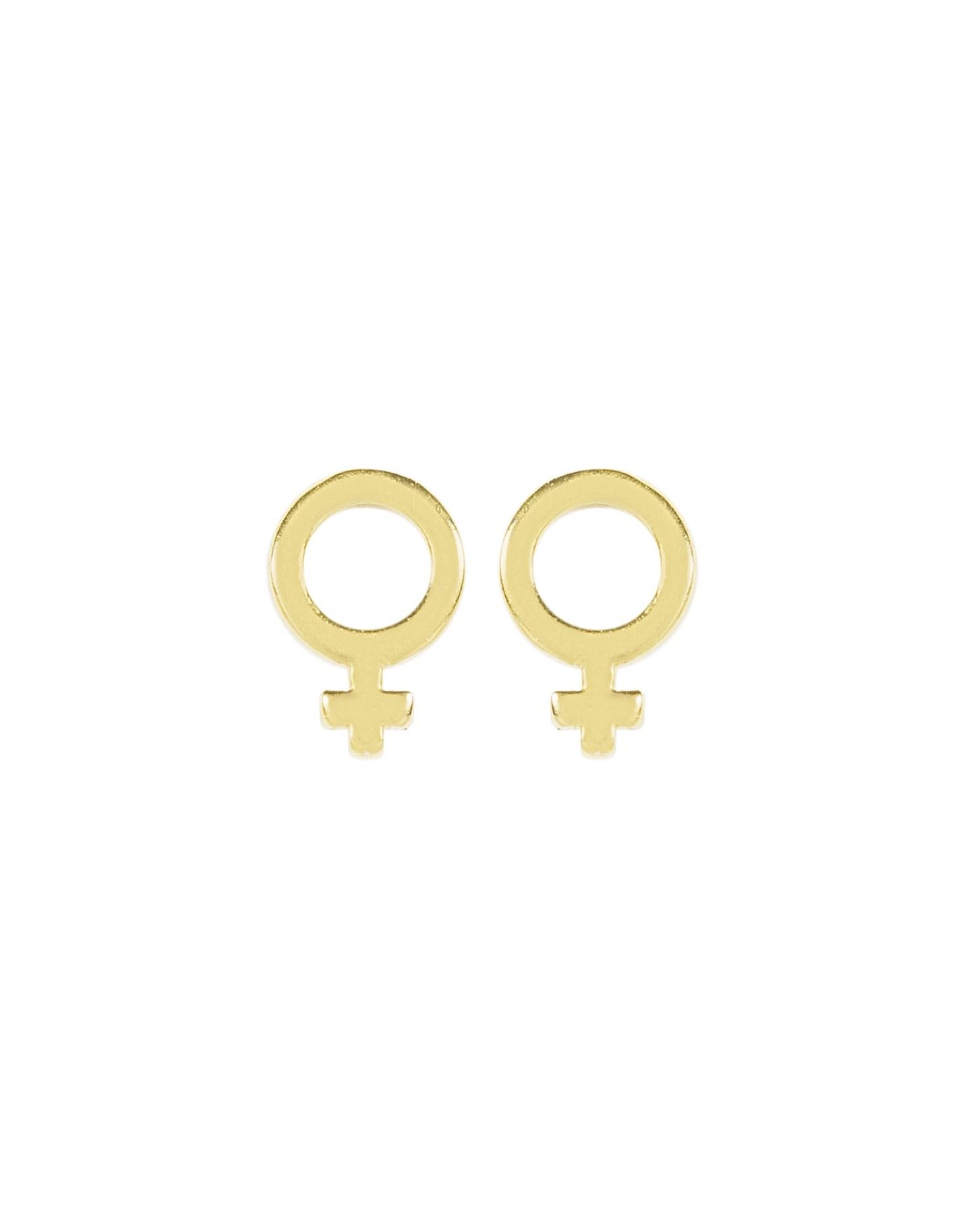 Handmade Gold Female Symbol Stud Earrings, Nickel-Free and Made in America by Katie Dean Jewelry