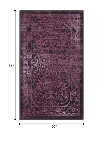 Maples Rugs Pelham Transitional Area Rugs - Made in USA - Washable, Non Slip, Indoor Carpet for Entryway, Foyer, Kitchen, and Bathroom, 1'8 x 2'10, Wineberry