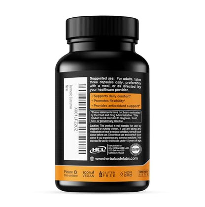 Turmeric Curcumin Extract 1500mg – Full Dose of 95% Curcuminoids with Black Pepper Ginger & Cinnamon – High Absorption Turmeric Supplement – Non-GMO Natural Capsules