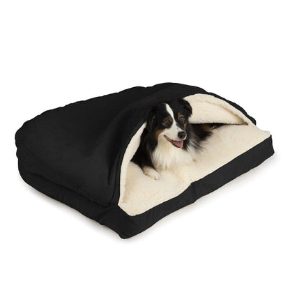 Snoozer Pet Products Luxury Rectangle Cozy Cave Dog Bed with Microsuede, Small, Black